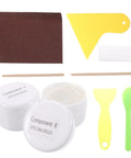 Porcelain Tub Tile Sink Repair Kit DIY Friendly Easy to Use Fiberglass Refinishing components including containers and tools.