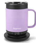 Precision Temp Control Self Heating Coffee Mug Rechargeable Smart Cup Keeps Your Java Piping Hot For Hours With Spill Proof Lid And Charging Coaster in lavender with charging coaster.