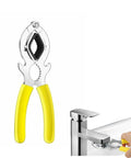 Heavy Duty Faucet Aerator Removal Wrench Tool For Kitchen And Bathroom Sink Tap Bubbler Game Changer No Sweat Operation with yellow grips.