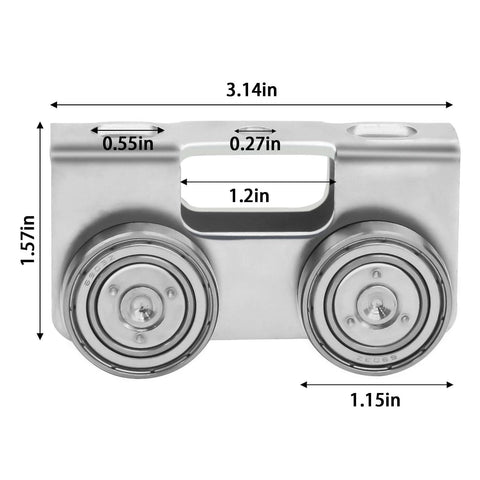 Four Wheel Light Duty Trolley Assembly For 1-5/8 Inch Channel Strut High Strength Solid Steel Zinc Galvanized, front view.