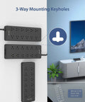 Power Strip Surge Protector With 12 Widely Spaced AC Outlets And 4 USB Ports 5ft Heavy Duty Mountable Extension Cord on wall