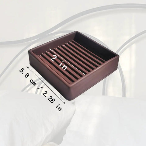 Four Pack 2x2 Square Rubber Furniture Caster Cups Non Slip Bed Frame Stoppers Floor Protectors Brown