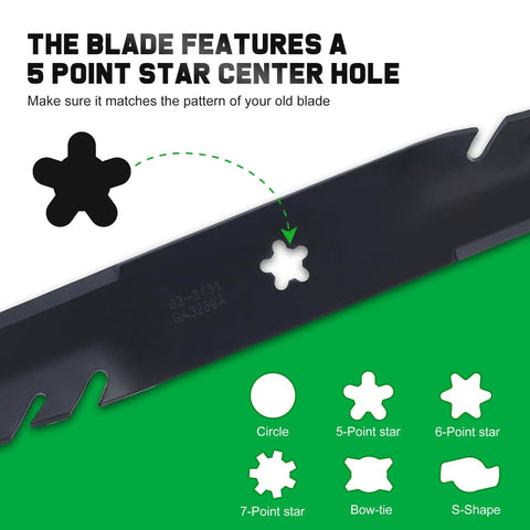 Beefed Up 48 Inch Mulching Mower Blades For Husqvarna Lawn Tractors And Zero Turn Mowers with 5-point star center hole.