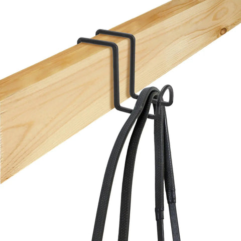 8 Pack 4 Inch Heavy Duty Metal Tack Hooks Over Rail Bridle Rack for Hanging Horse Bridles on Wooden Beam