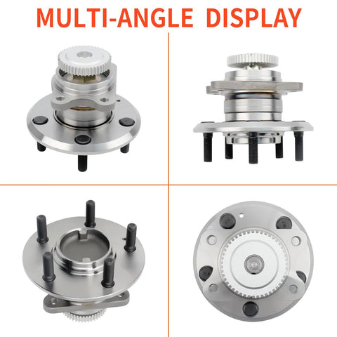 Multi-angle view of 512265 rear wheel hub bearing assembly for Hyundai Sonata 2006 to 2009 and Kia Optima 2006 to 2010 with ABS.