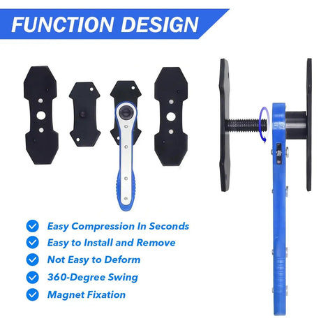 Brake Caliper Press Tool With 360 Degree Swing Ratchet Piston Spreader And 2 Extra Steel Plates