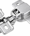 50 Pack Three Eighths Inch Overlay Hinges, 45mm Stainless Steel Soft Close Concealed Hinges For Face Frame And Frameless Kitchen Cabinets, 105 Degree Open, Self Closing Hidden Hinges With 6 Way Adjustability, Satin Nickel displayed individually