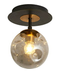 Sleek 1 Light Mini Glass Globe Ceiling Light In Black Finish Semi Flush Mount For Hallways Porches Aisles Stairways And Closets