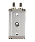 Pneumatic rotary actuator, rack-and-pinion, double-acting bore 20mm; front view of aluminum body with top ports