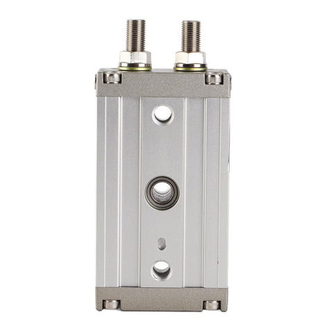 Pneumatic rotary actuator, rack-and-pinion, double-acting bore 20mm; front view of aluminum body with top ports