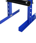 Badass Professional Grade Heavy Duty 6 Ton Hydraulic Shop Press With Real Time Precision Pressure Gauge And Adjustable Work Table For Metalworking Bending Straightening Punching And Stamping Jobs Blue Finish - close-up of blue steel frame support