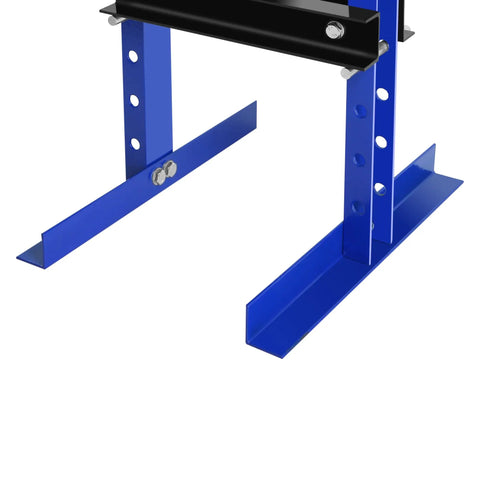 Badass Professional Grade Heavy Duty 6 Ton Hydraulic Shop Press With Real Time Precision Pressure Gauge And Adjustable Work Table For Metalworking Bending Straightening Punching And Stamping Jobs Blue Finish - close-up of blue steel frame support