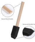 Kick Ass 1 Inch Foam Paint Brushes 12 Pack High Density Polyfoam Applicators For Mod Podge Wood Staining Wall Decor Awesome Household Cleanup Tasks Zero Hassle, showing natural wood handle and durable foam head.
