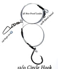 Beefy 3ft 480Lb Bite-Proof Stainless Leader With 12/0 Circle Hook for surf casting and big game fishing, saltwater tough, heavy-duty shark rig