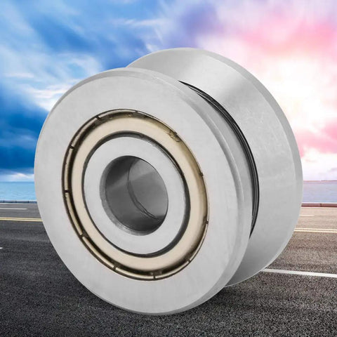 Top Shelf Sealed Metal V Groove Track Roller Guides With Precision Ball Bearings Designed To Handle Heavy Machinery And Equipment Without Skipping A Beat At 12X41X20MM Dimensions, showcasing a close-up view.
