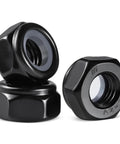 50 Pack M8 X 1.25 Nylon Insert Lock Nuts DIN 985 Black Zinc Plated Self Locking Hex Nylock Nuts Coarse Thread For Durable Fastening