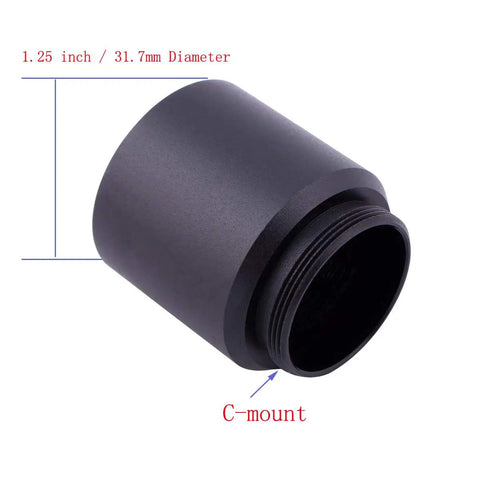 C Mount To 1.25 Inch Telescope Barrel Adapter For Astrophotography showing C-mount and 1.25-inch diameter markings