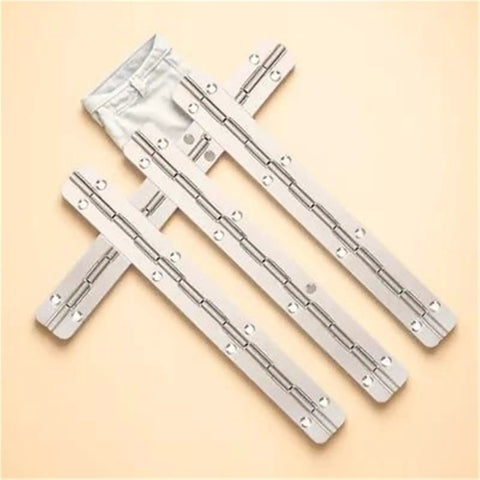 Four Piece Long Piano Hinge Set For Wooden Boxes And Jewelry Boxes Heavy Duty Metal Hinges with smooth finish on display