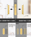 Sliding Pocket Door Handles Set 4.72 Inch Recessed Flush Finger Pulls In 304 Stainless Steel With Hidden Edge Pull Gold Finish