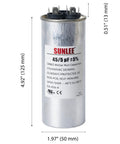 Dual Run Capacitor 45 And 5 Microfarads For HVAC Plug And Play 370V 440V CBB65 Round Replacement, Replaces 12288 TRCFD455 PRCFD455A 4JR05