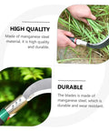 Two Pack Short Handle Weeding Sickle Tools Manganese Steel Garden Grass Cutter Set for Easy Weeding Harvesting in use.