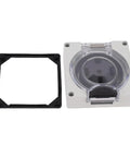 Beefy Nema L14-50R Industrial Locking Power Outlet 50amp 250volt with clear cover and black mounting plate.