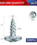Size 8 Wood Screw One Half Inch Carbon Steel Self Tapping Truss Head Fasteners, Standard Thread, 100 Pieces diagram