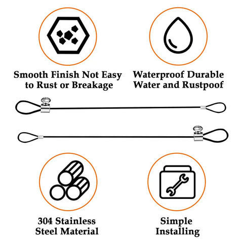 Super Sturdy Stainless Steel Gate Latch Cable Pull Featuring An Adjustable 19 Inch Replacement Line, with smooth finish and waterproof features.