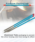 Silver Brazing Rods For Brass And Aluminum Welding, 25 Rods, 9.84 In Long By 0.04 In Diameter, packaging view in aluminum tube