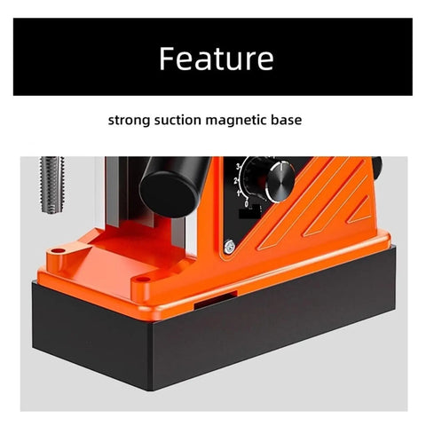 Heavy Duty Bench Drill Press With Magnetic Base For Precision Engineering showing strong suction magnetic base in close-up.