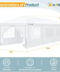 Spacious 10x30 Ft Outdoor Party Tent Canopy With Eight Removable Sidewalls And Two Zipper Doors, 300 Sq Ft White Shade Shelter
