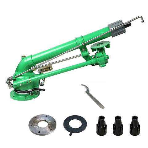 2-Inch Impulse Impact Sprinkler For Farm Irrigation, 360 Degree Rotating Sprayer With Replacement Nozzle Set and wrench