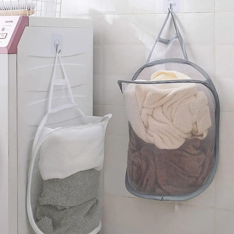 Durable Mesh Wall Mount Laundry Hamper For Dorms And Hotels, Collapsible Hanging Laundry Basket, 15.35 By 12.2 Inches