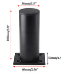 Set Of 4 4 Inch Adjustable Aluminum Furniture Legs With Screws showing one black leg, 1.5 inch diameter, 3.9 inch height