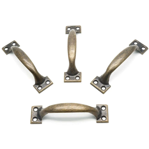 4 Pack 4 Inch Bronze Metal Cabinet Handles Rustic Drawer Pulls Vintage Curved Cupboard Handles For Kitchen Cabinets Furniture And Closet