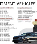 Engine Oil Pressure Sensor Switch Replacement For 5149064AA And 5149062AA fitment chart for various Chrysler, Dodge, Jeep, Ram models.