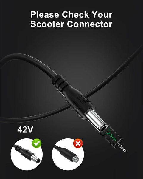 Close-up of a barrel plug for 42V 2A Electric Scooter Charger For iScooter i9 i8 i8L E9D with connector images