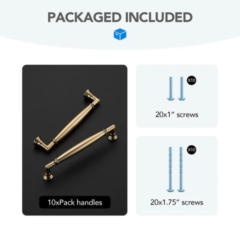 10 Pack Five Inch Champagne Bronze Cabinet Pulls Solid Zinc Alloy For Kitchen Cabinets Dressers Closets And Bathroom Hardware Modern Boss Ready Cabinet Handles For Drawers with screws included