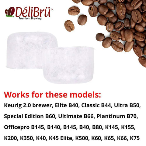 6-Pack Keurig Compatible Water Filter Cartridges For Keurig 2.0 And 1.0 Coffee Makers with coffee beans and model compatibility