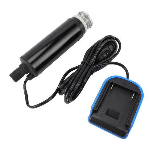 Heavy Duty Tough As Nails Cordless Submersible Sump Pump With 500 Gph Flow, black pump and battery charger visible.