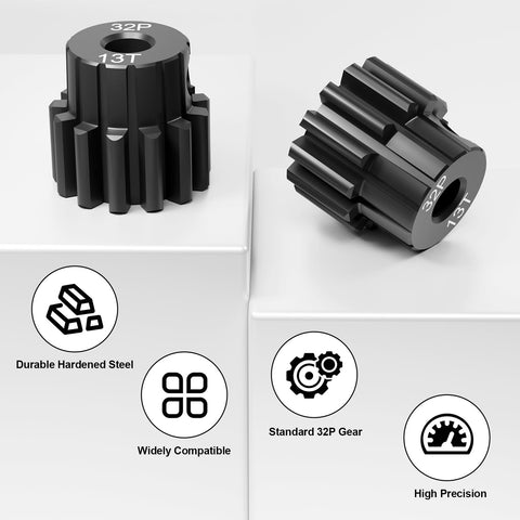 Hardened Steel 32P 13T Pinion Gear for Traxxas 3.175mm Shaft Fits TRX4 TRX6 Slash Rustler Stampede Raptor 4x4 VXL Upgrade Parts for Beefed Up Power and Long Lasting Performance