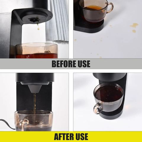 Before and after use of Silicone Anti Splash Nozzle Spout Guard For Mini Coffee Maker Keeps Your Countertop Clean And No Spill