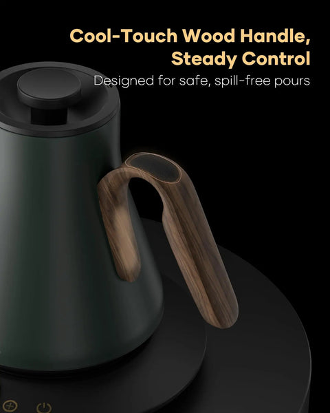 Gooseneck Electric Kettle With 1 Degree Temperature Control 1500W Fast Heating Pour Over Coffee And Tea Kettle with cool-touch wood handle