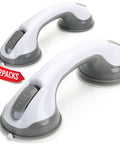 2-pack no slip suction grab bars for bathtubs and showers, elderly safe bathroom accessories, gray, with strong suction cups