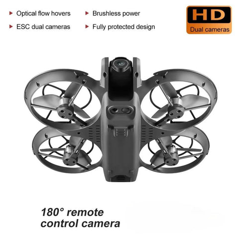 Mini Drone With Display Screen, Dual Cameras, FPV Remote, 360 Degree Propeller Guard, Optical Flow Positioning depiction