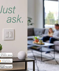Radiant In-Wall Smart Switch Starter Kit with Netatmo installed on wall in modern living room, compatible with smart assistants.