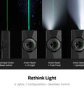 ArkPro Ultra EDC Flat Flashlight Delivering 1700 Lumens White LED With UV And Green Beam, showcasing four light modes