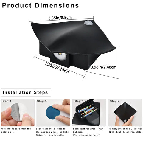 Product dimensions of Sthalaxis 3PCS Motion Sensor Wall Lights - Battery Operated LED Wall Sconce for easy installation.