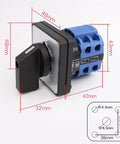 Heavy Duty 2 Position Changeover Switch With 8 Terminals For 440V 20A Power Transfer Rotary Cam Selector, 48mm