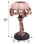 Light Up Skeleton Table Lamp With Four Bone Skull Design shown with dimensions